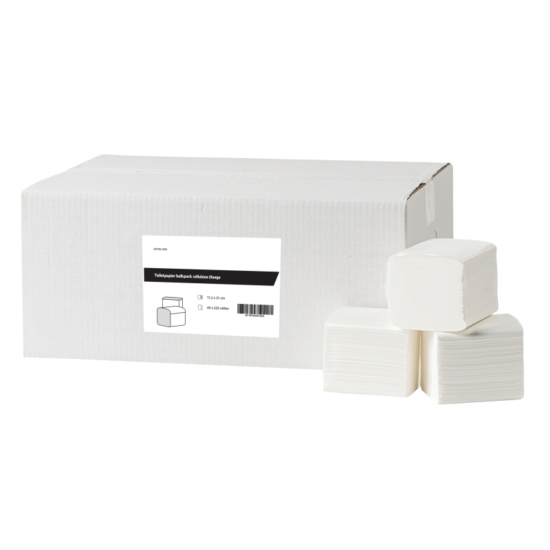 Toiletpapier Gevouwen cellulose 2-laags