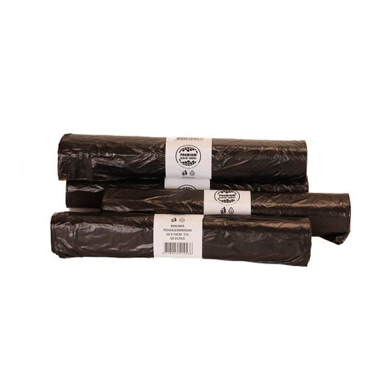 Pl.zak 50 x 55 cm x T15, zwart, HDPE
