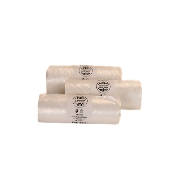 Pl.zak 63 x 70 cm x 15T, transparant, HDPE