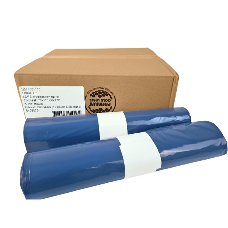Pl.zak 70 x 110 cm x T70, blauw, LDPE
