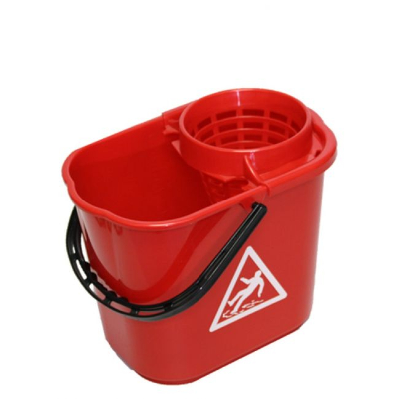 Spaanse mopemmer met korf, 14 liter, rood