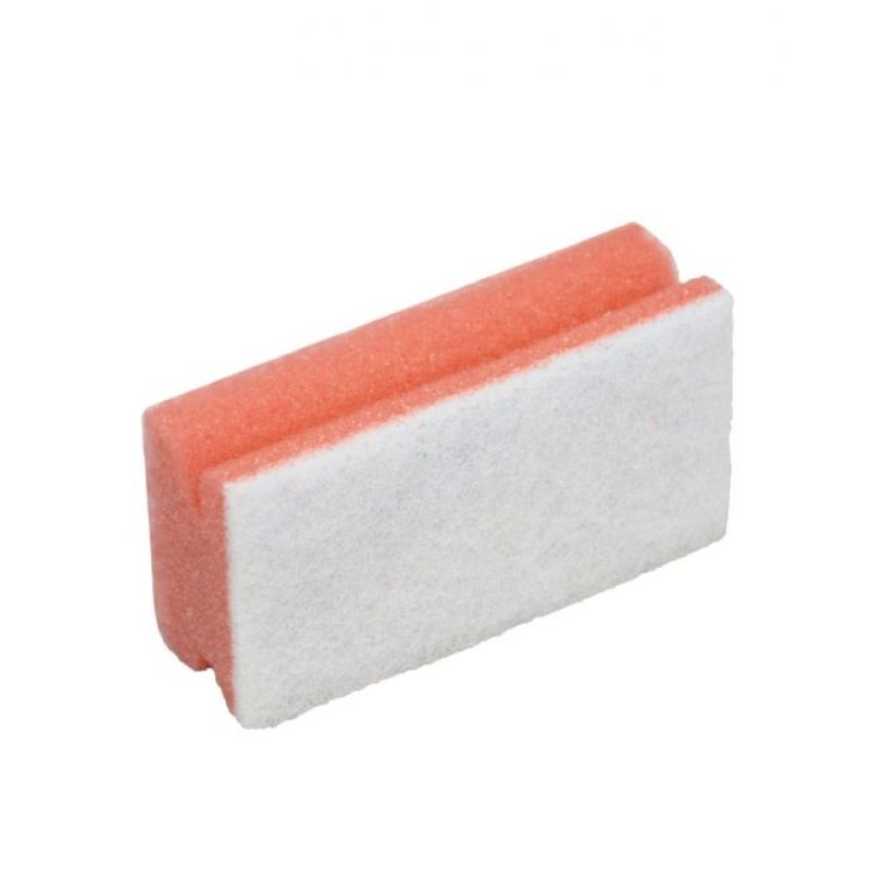Schuurspons greep roze met witte pad, 10 stuks